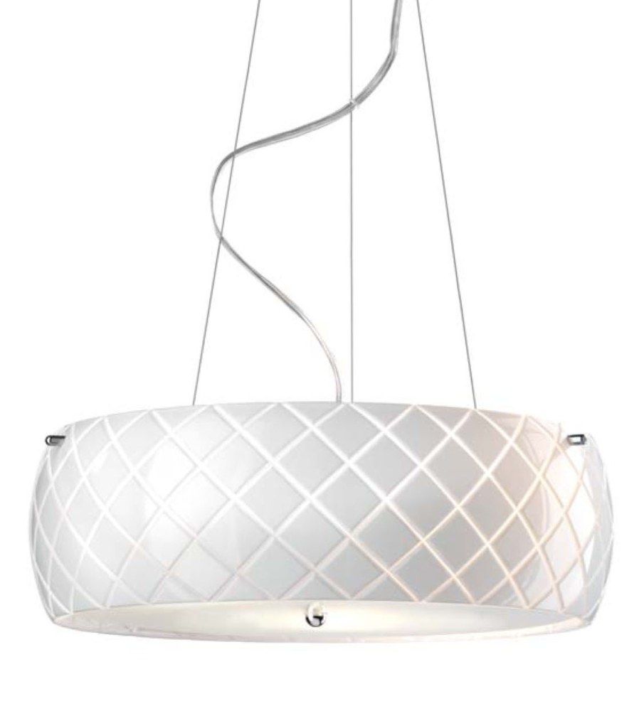 Lampadario lampada sospensione plafoniera design moderno vetro ... Sospensione moderna vetro bianco e acciaio