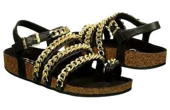 Liven up any basic outfit with these chain-clad flatbed sandals by Sam ...